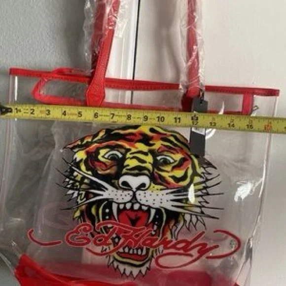 Ed Hardy ~ NWT $159 Large PVC Transparent Tote Bag ~ Viral Ed Hardy Leo ♌️ - Picture 2 of 4